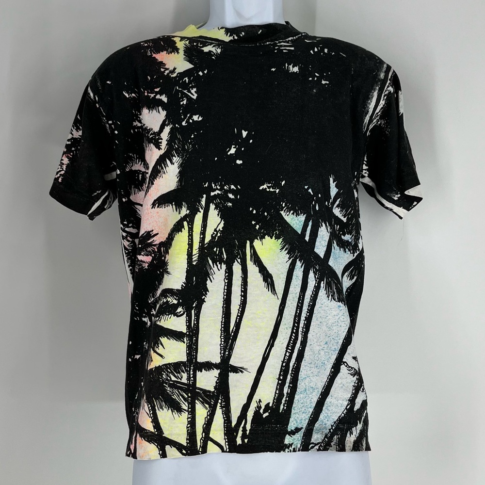 Vintage Caribbean Dream Shirt Adult Medium White Black Palm Tree All Over Print‎